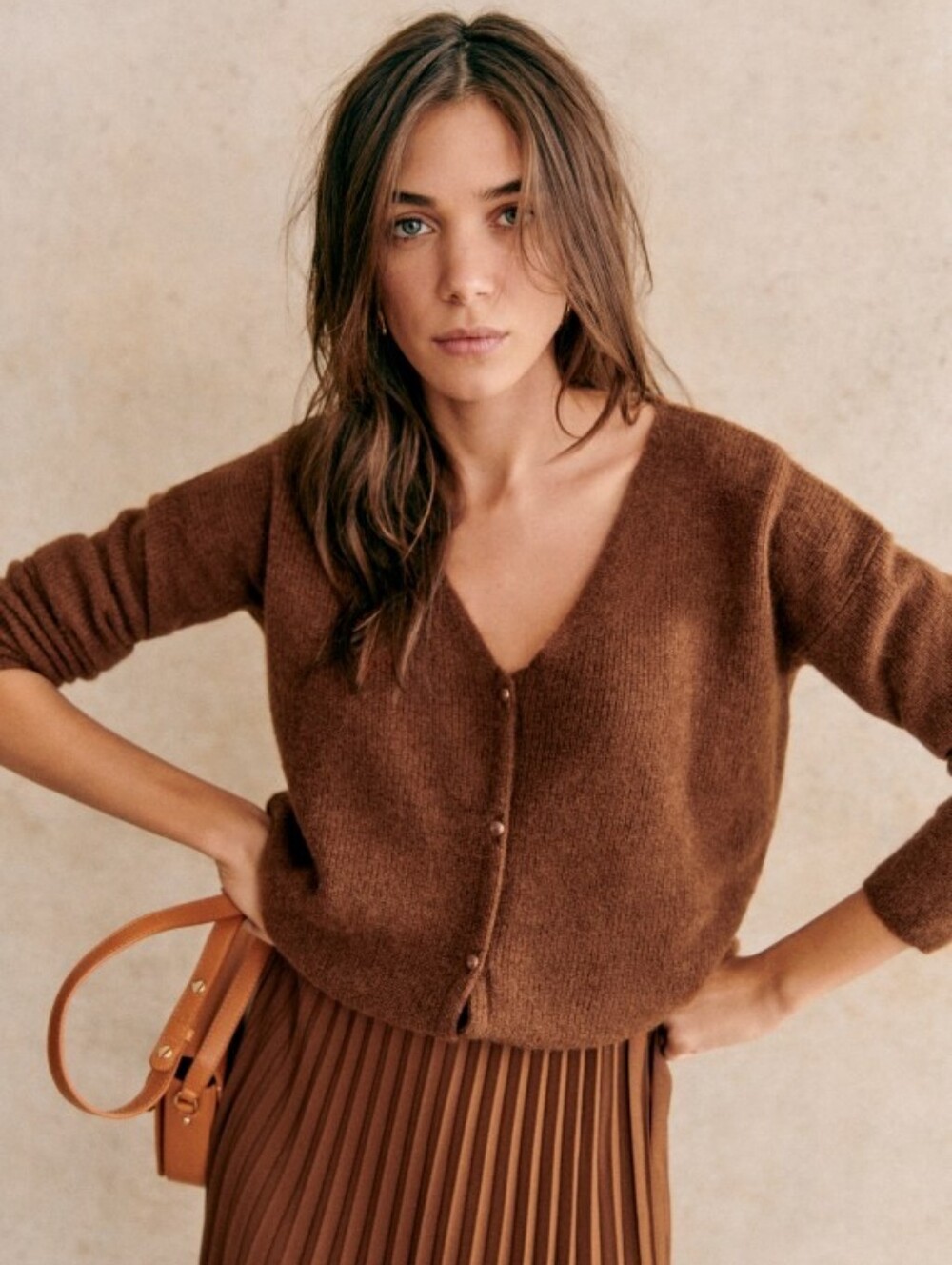 Sezane Barry Cardigan Brown - Size XXS